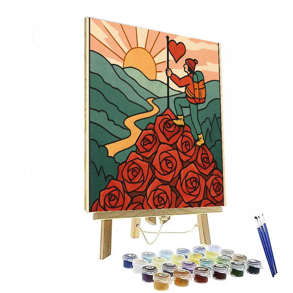 Valentines Day Mountain Of Origami Roses Paint by numbers kits