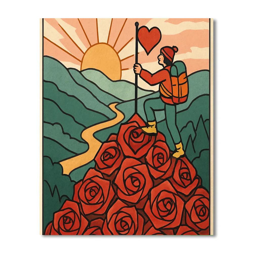 Valentines Day Mountain Of Origami Roses Paint by numbers kits