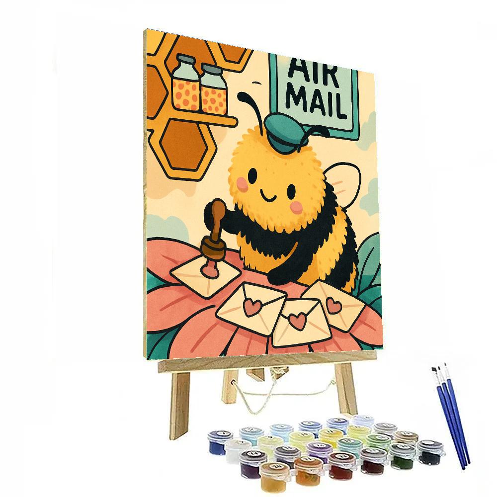 Valentines Day Bee In Blossom Post Office paint by color