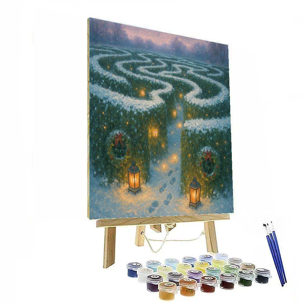 Evergreen Labyrinth With Hidden Gift Lights Number painting