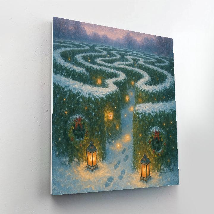 Evergreen Labyrinth With Hidden Gift Lights Number painting