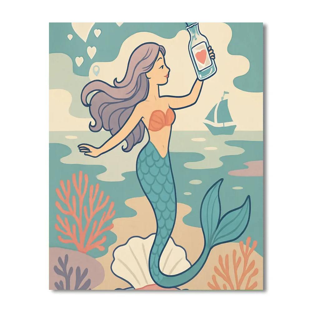 Valentines Day Ocean Bottle Message Ballet Paint by numbers kits