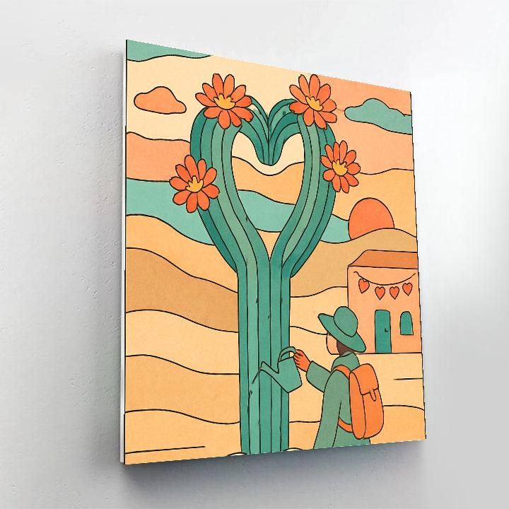 Valentines Day Desert Cactus Heart Bloom Paint by numbers kits