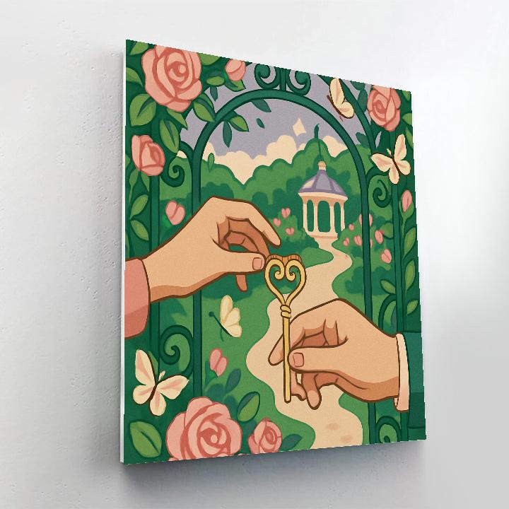 Garden Gate Valentines Day Key Exchange Paint by numbers art