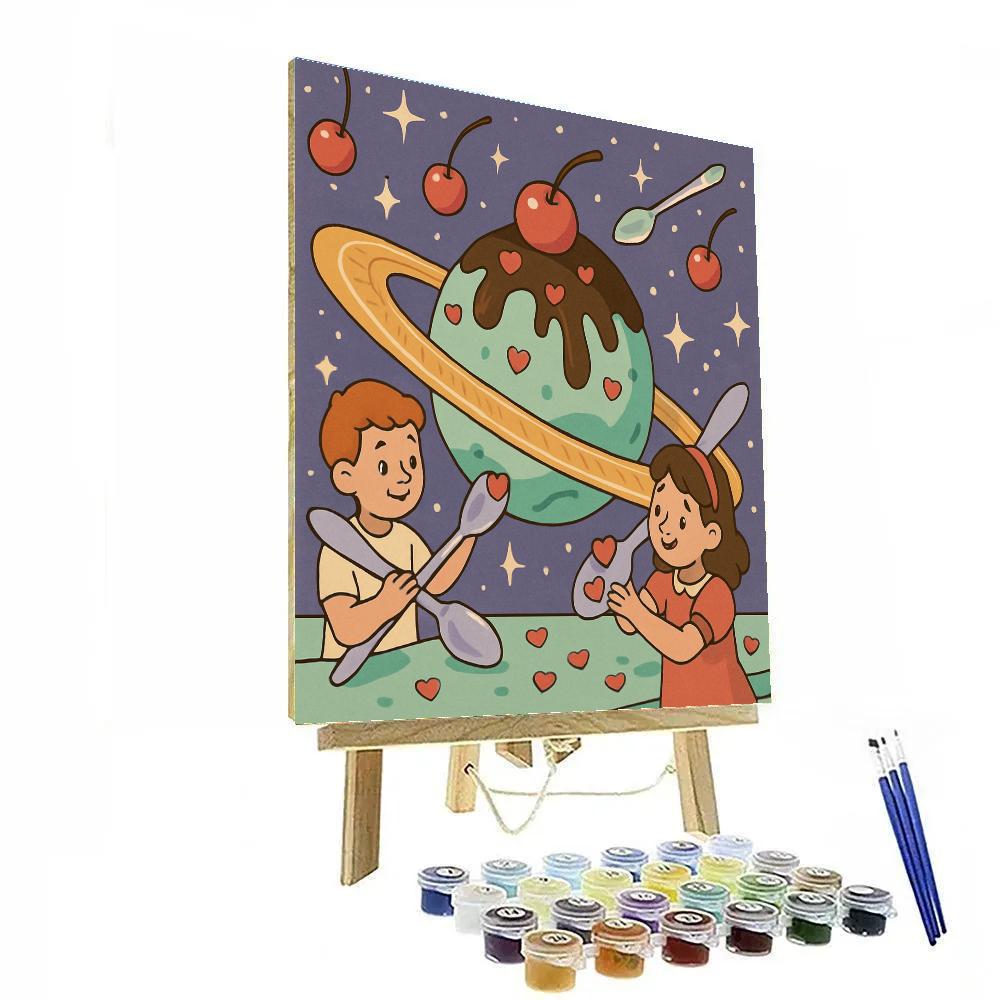 Valentines Day Ice Cream Planet Sundae Numbered painting kits