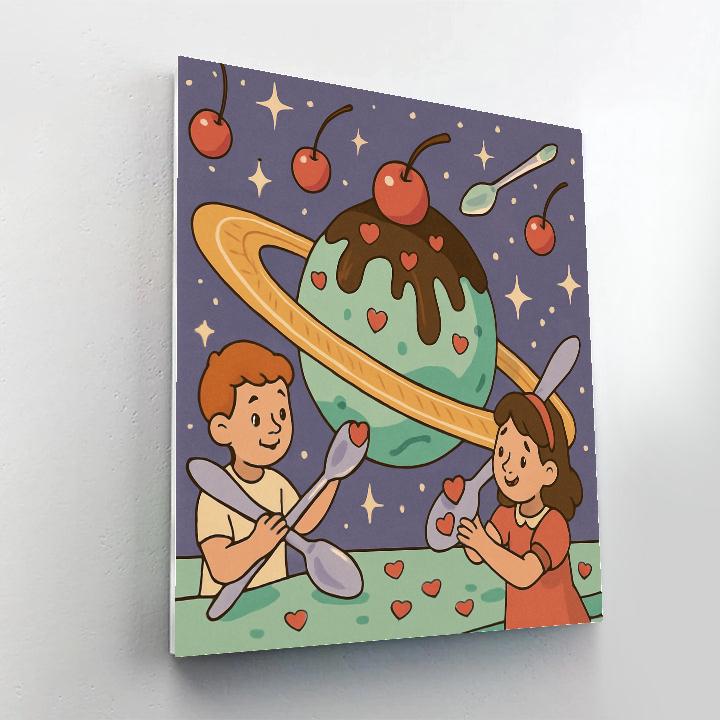 Valentines Day Ice Cream Planet Sundae Numbered painting kits