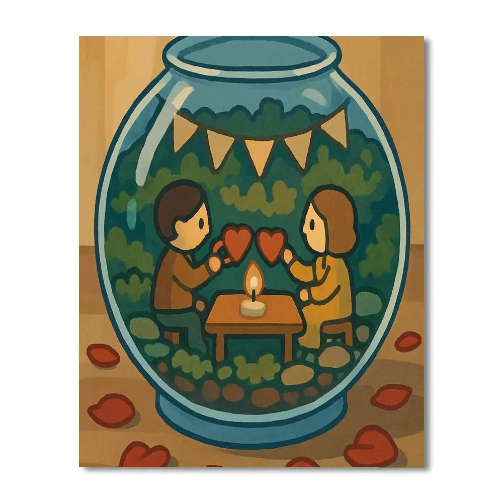 Valentines Day Candlelit Terrarium Dinner paint by number