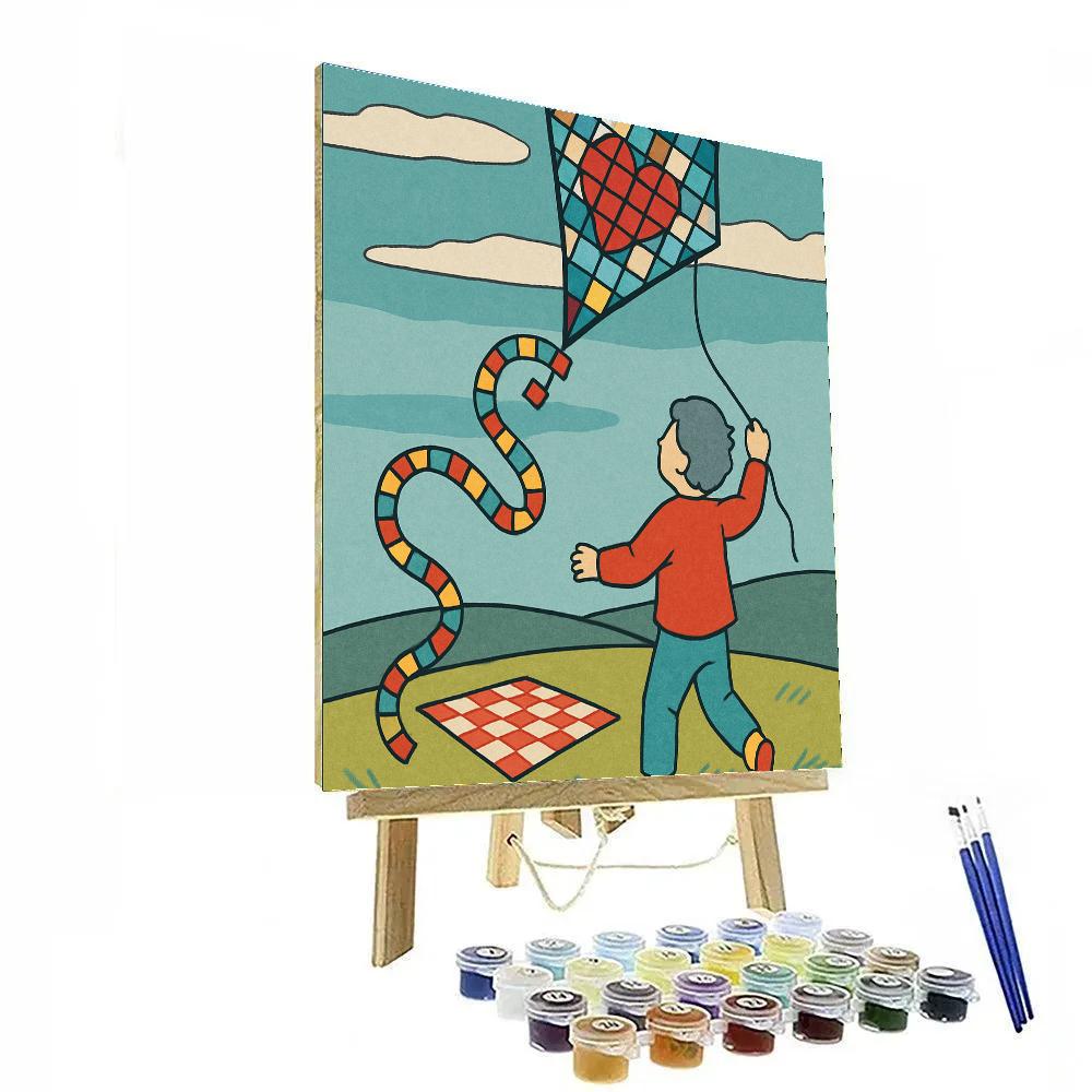 Valentines Day Kite Tail Heart Mosaic Paint by numbers art