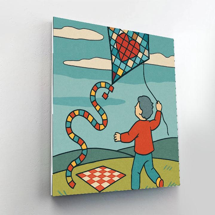 Valentines Day Kite Tail Heart Mosaic Paint by numbers art