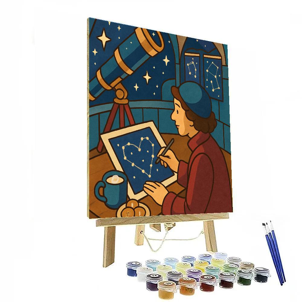 Valentines Day Observatory Star Heart Chart Painting by numbers kit