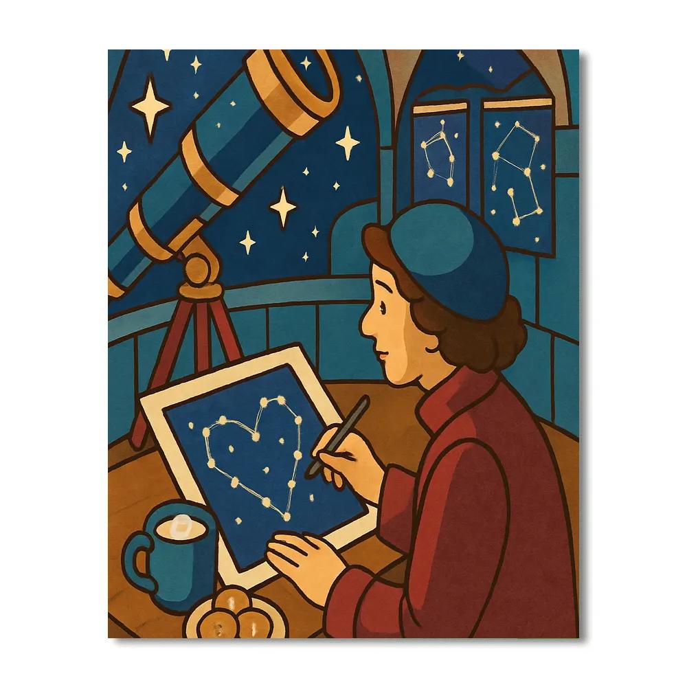 Valentines Day Observatory Star Heart Chart Painting by numbers kit