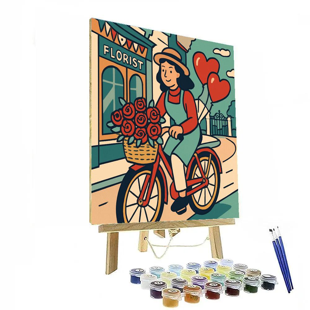 Valentines Day Florist Bicycle Parade Paint by numbers kits