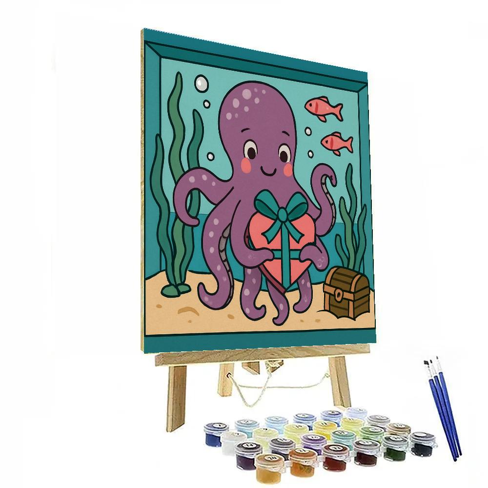 Valentines Day Aquarium Octopus Gift Wrap paint by color