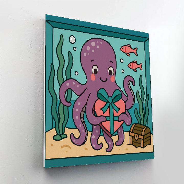 Valentines Day Aquarium Octopus Gift Wrap paint by color