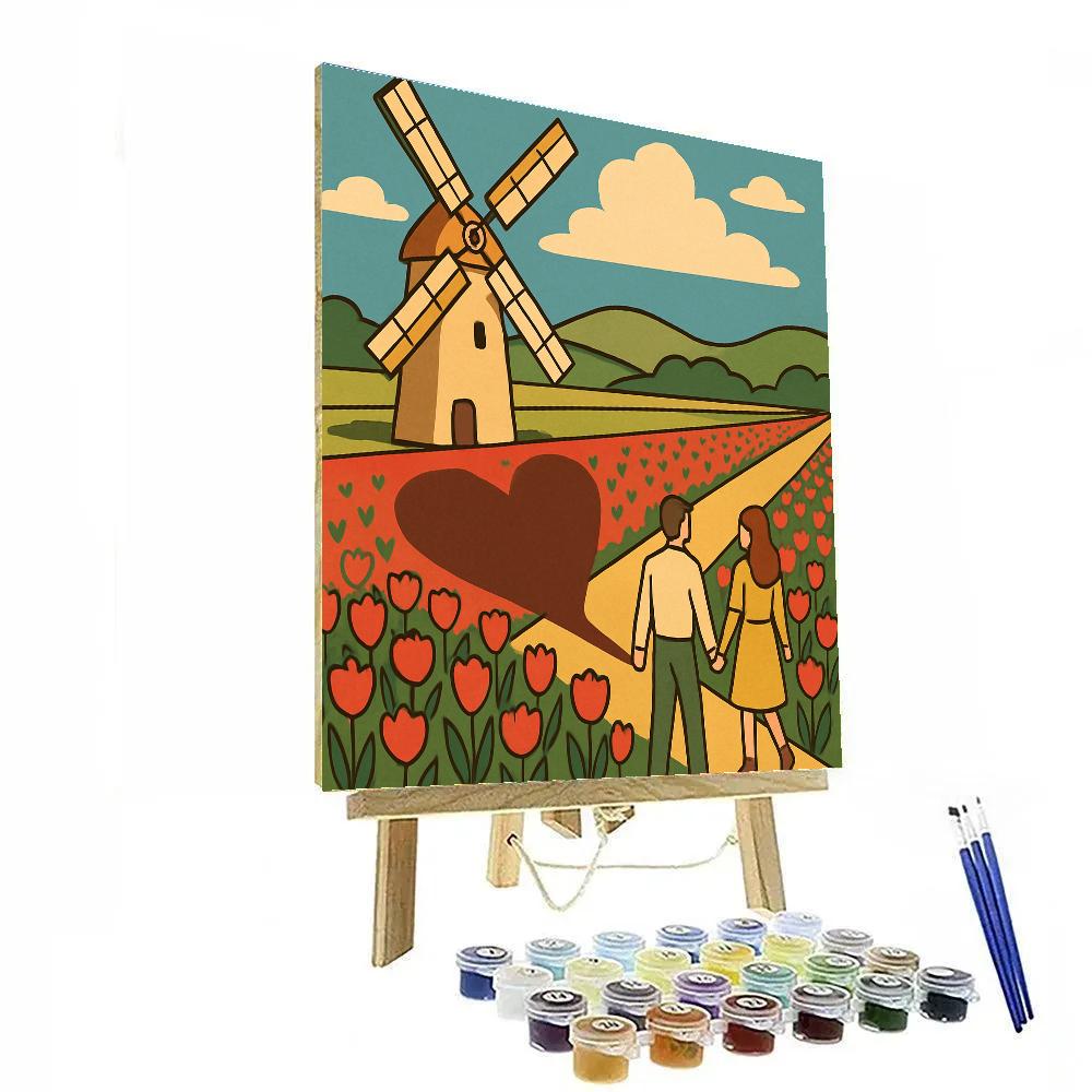 Valentines Day Windmill Heart Shadow Painting by numbers kit
