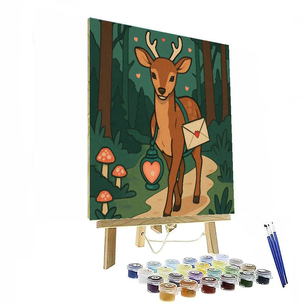 Valentines Day Forest Deer Letter Lantern Painting by numbers kit
