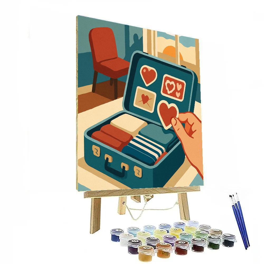 Valentines Day Suitcase Sticker Collage Numbered painting kits