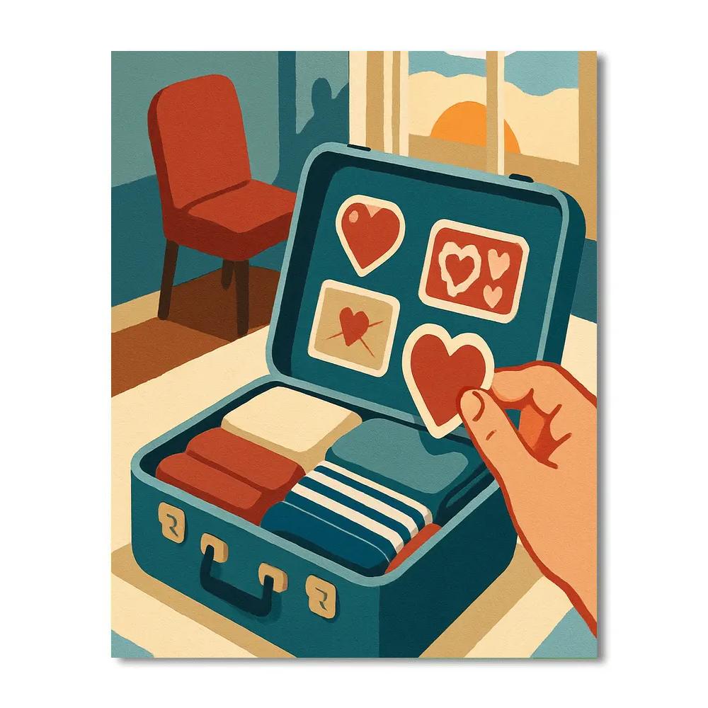Valentines Day Suitcase Sticker Collage Numbered painting kits