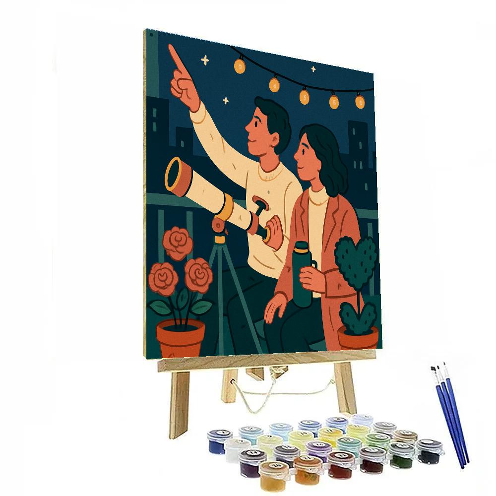 Valentines Day Rooftop Garden Telescope Date Paint by numbers kits