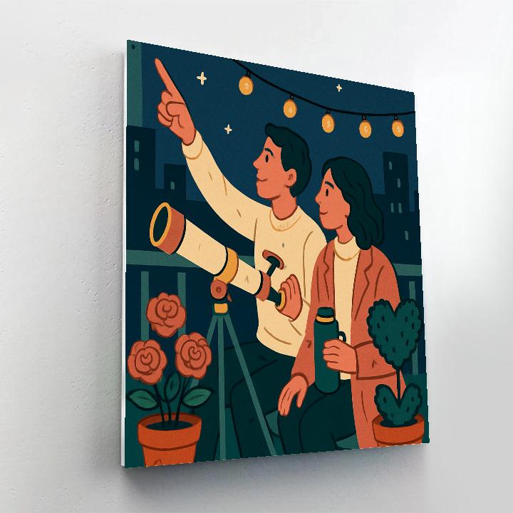 Valentines Day Rooftop Garden Telescope Date Paint by numbers kits