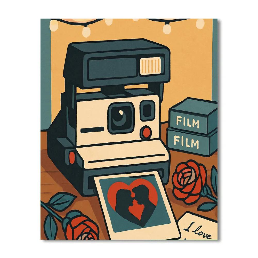 Valentines Day Antique Camera Heart Snapshot Paint by numbers kits