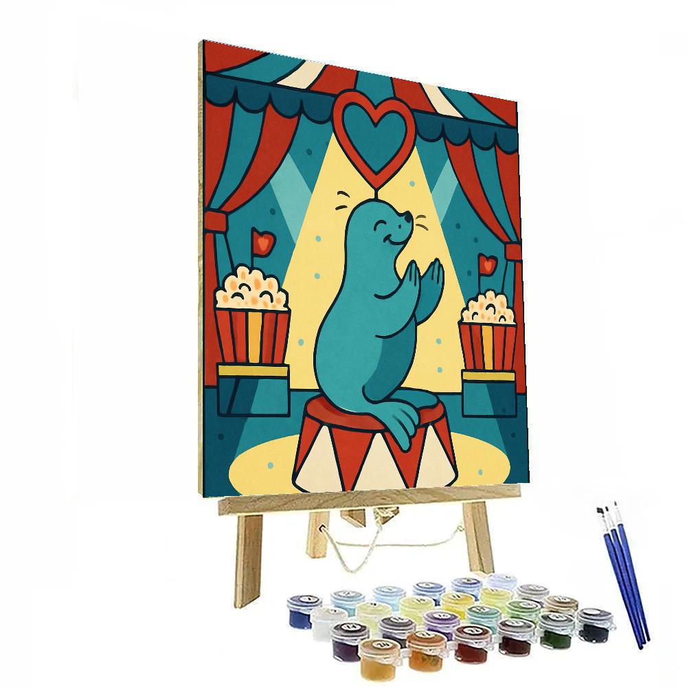 Valentines Day Circus Seal Heart Hoop Paint by numbers kits