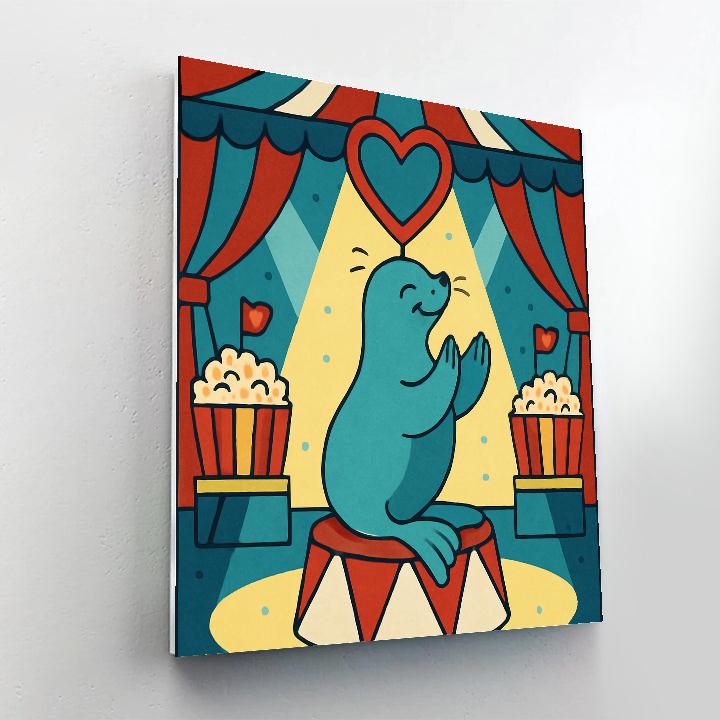 Valentines Day Circus Seal Heart Hoop Paint by numbers kits