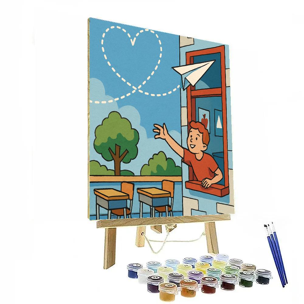 Valentines Day Paper Plane Heart Trail paint by number