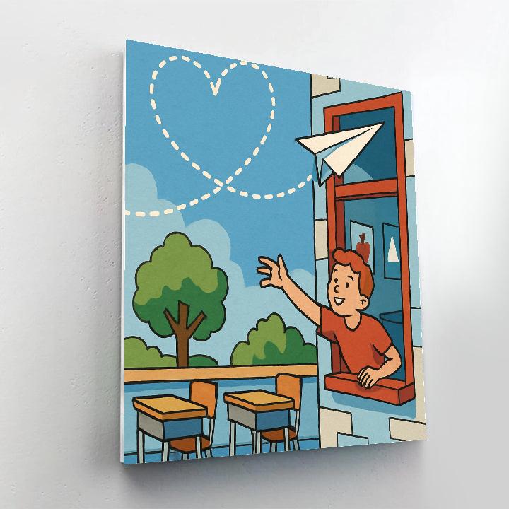 Valentines Day Paper Plane Heart Trail paint by number