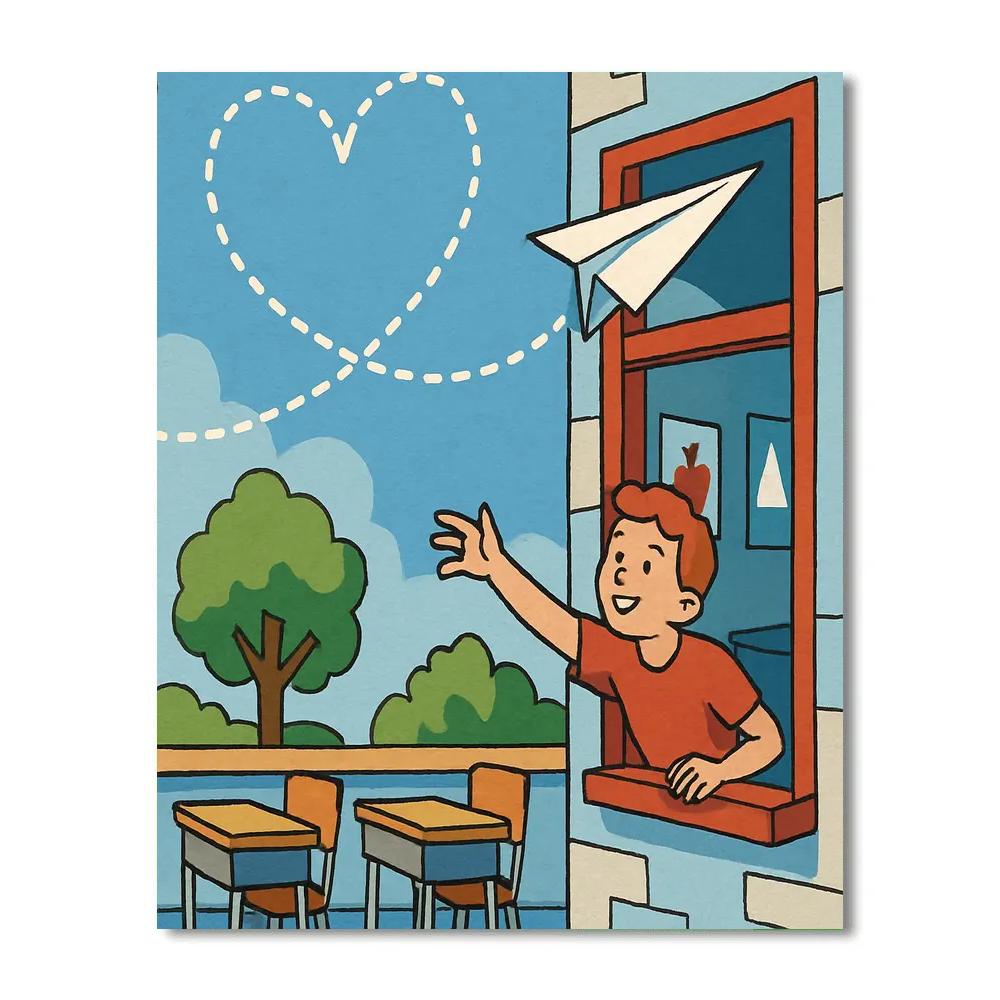 Valentines Day Paper Plane Heart Trail paint by number