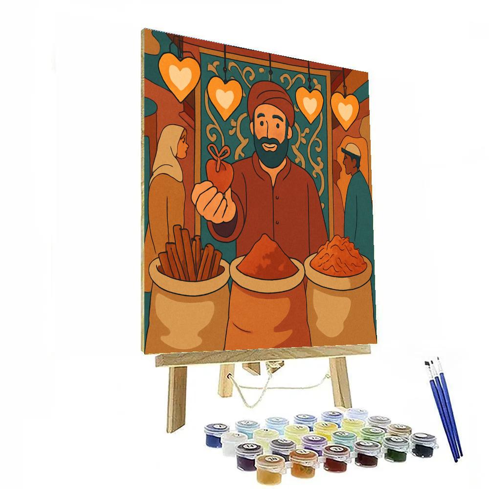 Valentines Day Spice Market Heart Lanterns paint by number