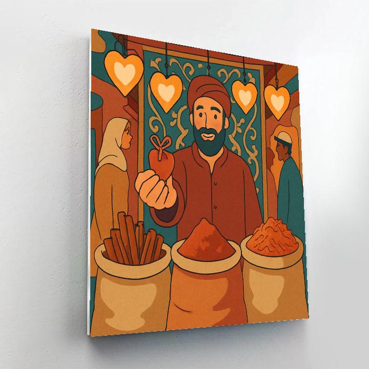 Valentines Day Spice Market Heart Lanterns paint by number