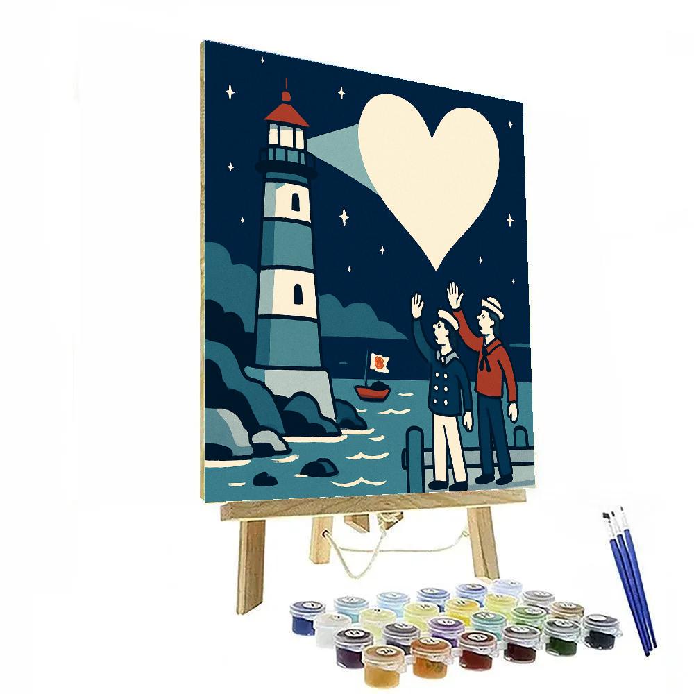 Valentines Day Lighthouse Heart Beam DIY paint by numbers