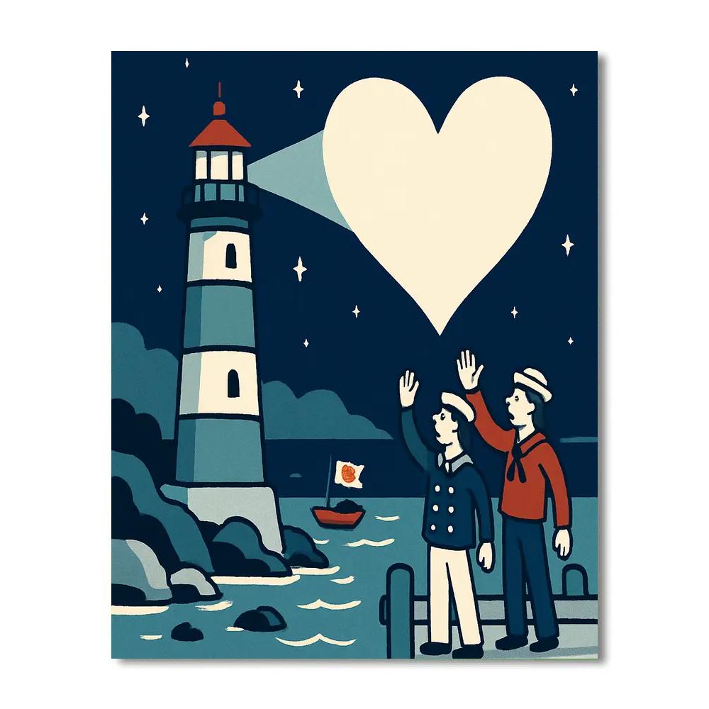 Valentines Day Lighthouse Heart Beam DIY paint by numbers