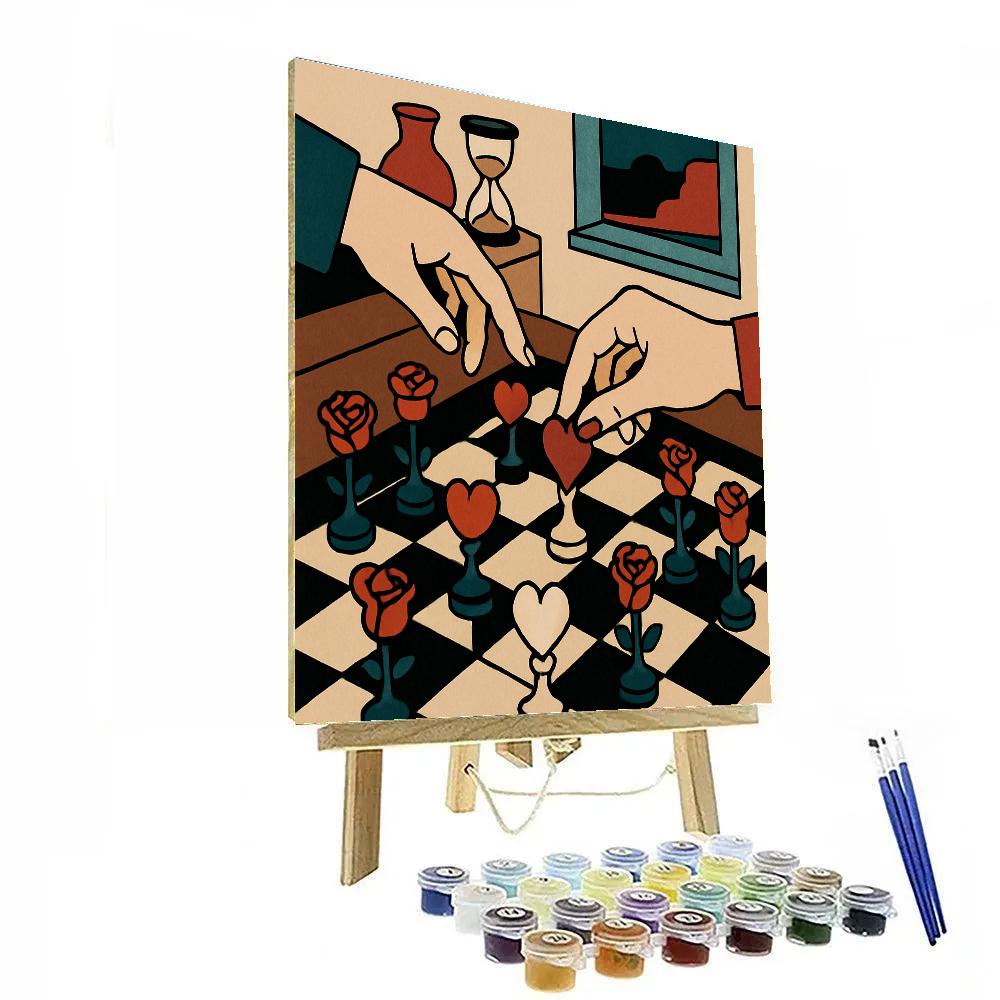 Valentines Day Chessboard Of Heart Pieces Paint by numbers kits