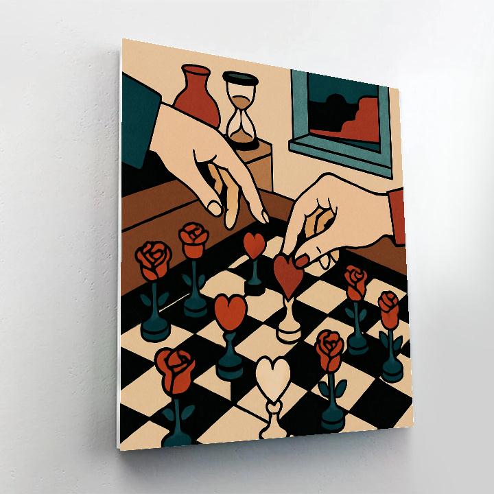 Valentines Day Chessboard Of Heart Pieces Paint by numbers kits