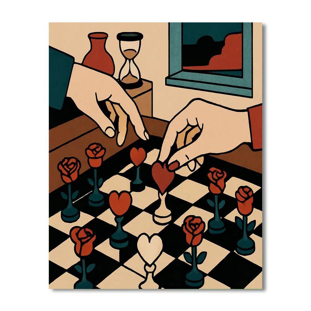 Valentines Day Chessboard Of Heart Pieces Paint by numbers kits