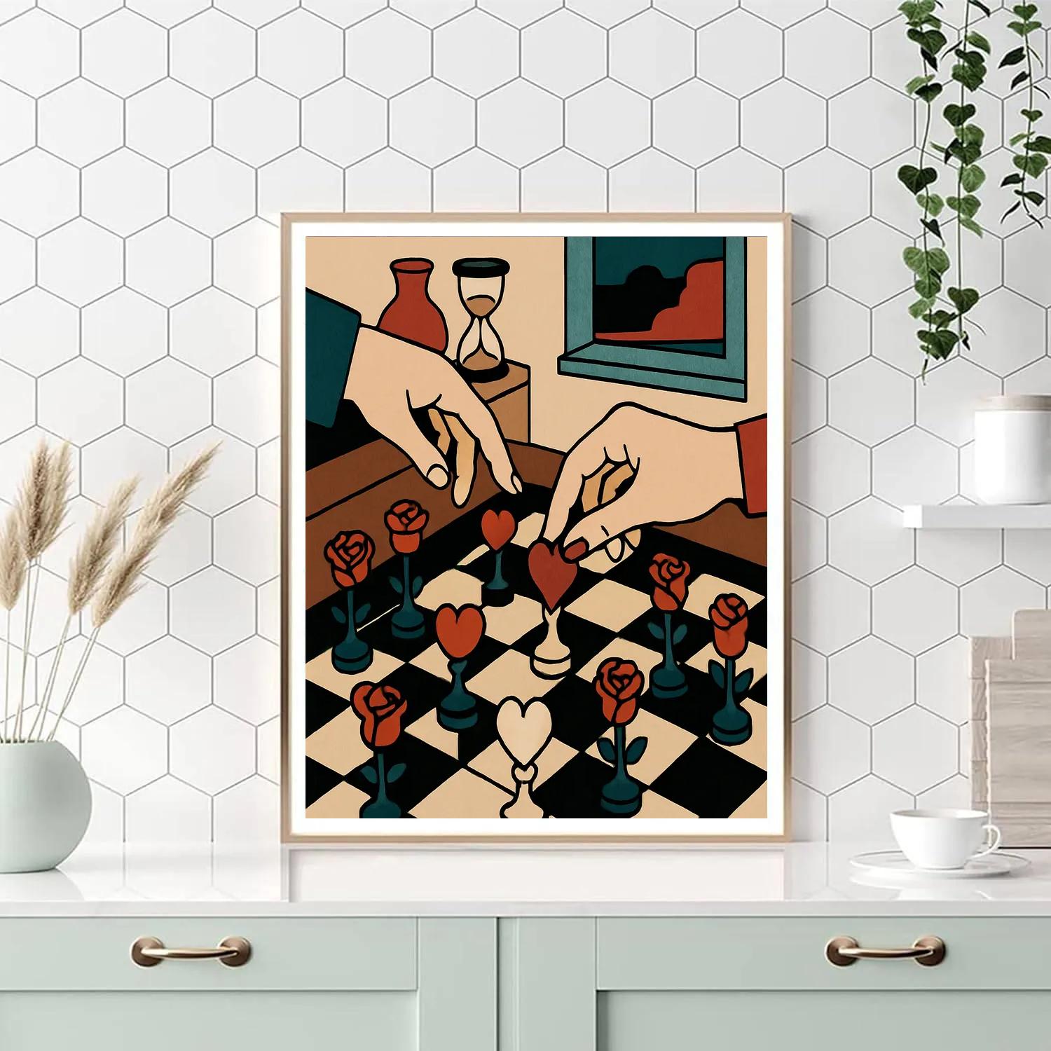 Valentines Day Chessboard Of Heart Pieces Paint by numbers kits