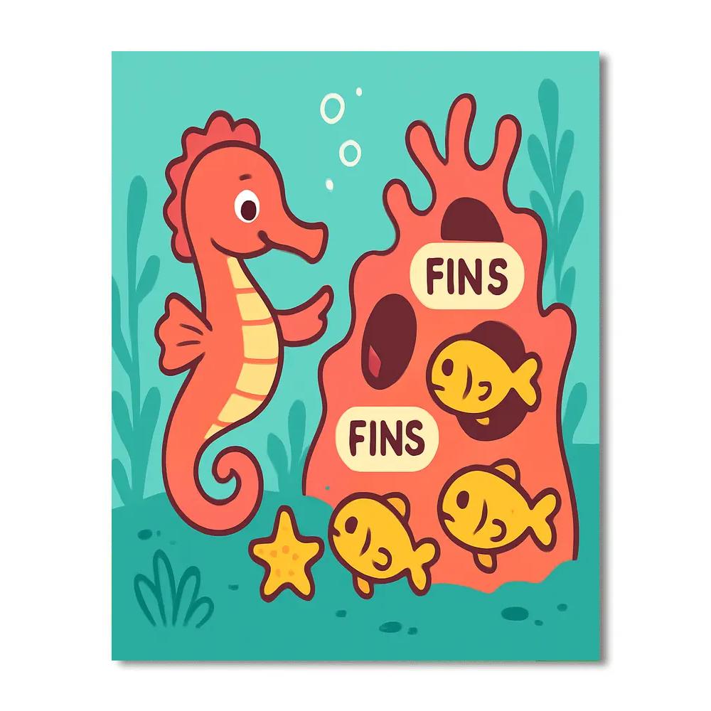 Nebula Reef Seahorse School Painting by numbers kit