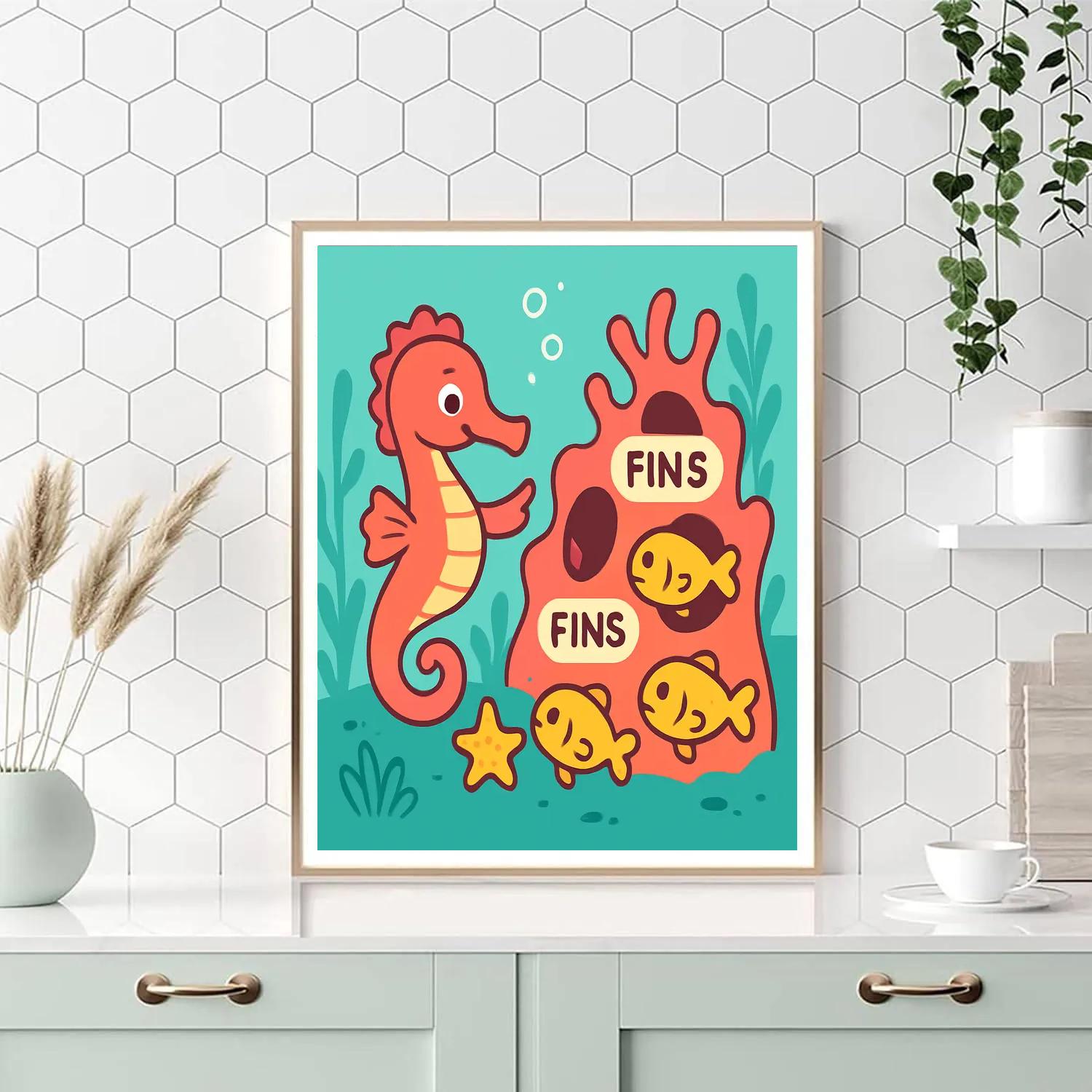 Nebula Reef Seahorse School Painting by numbers kit