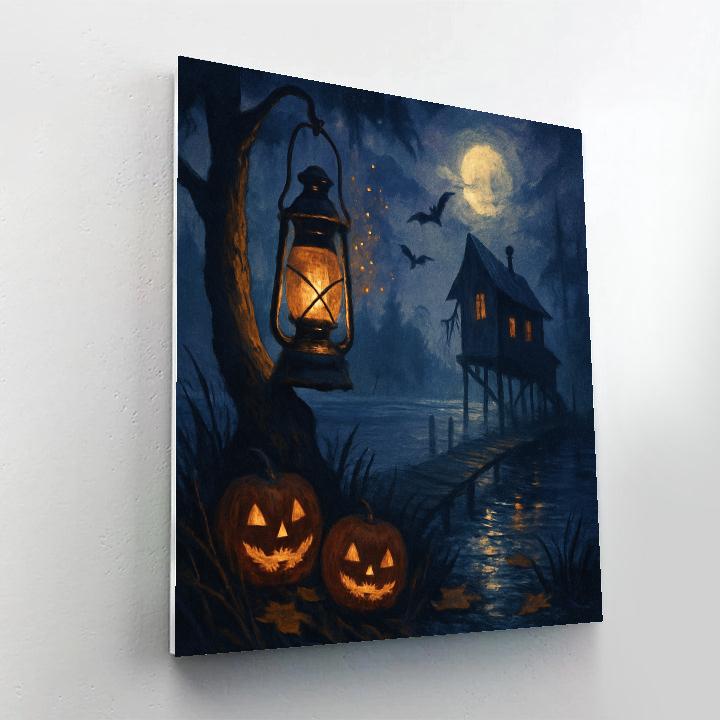 Ember Lantern Marsh At Witching Hour paint by numbers