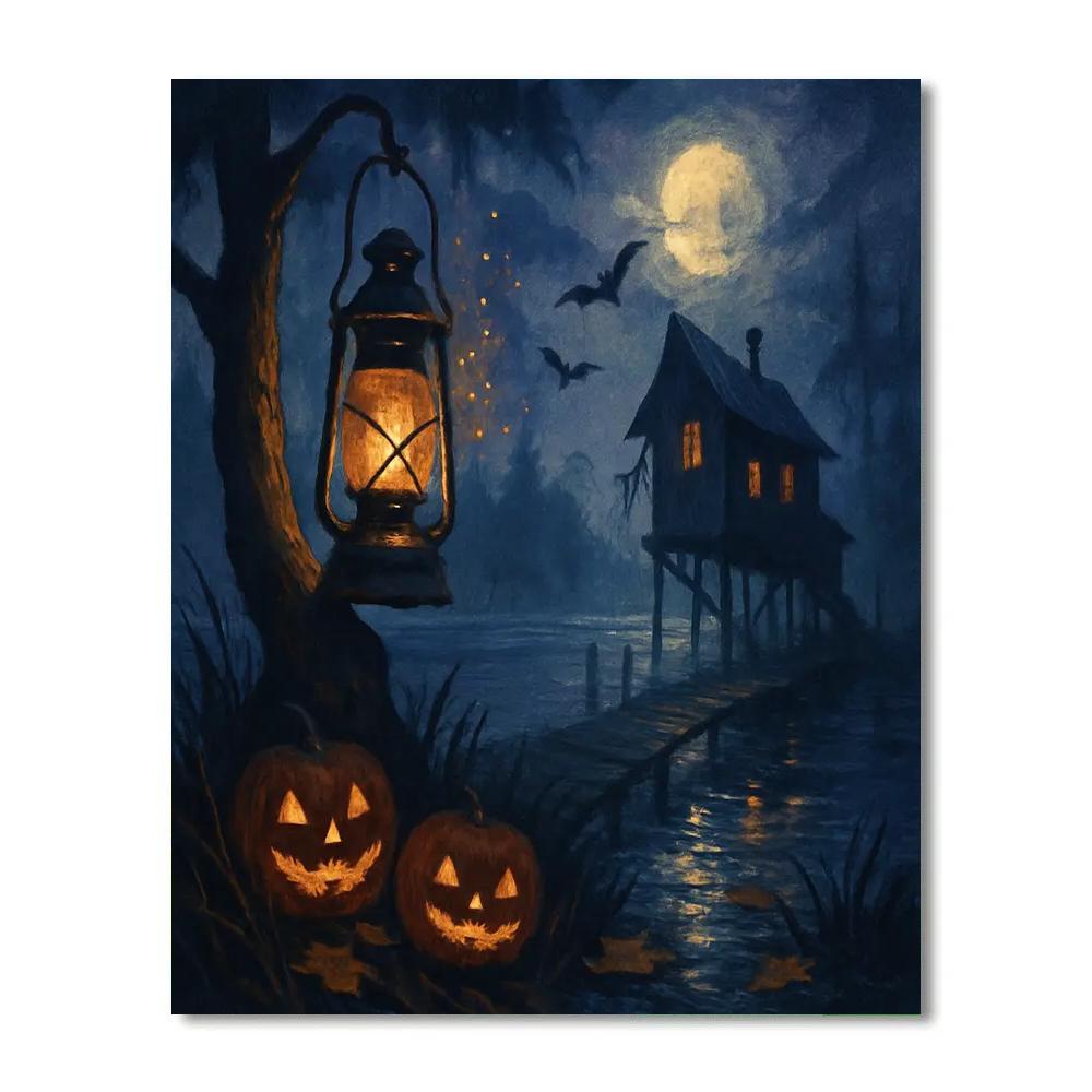 Ember Lantern Marsh At Witching Hour paint by numbers