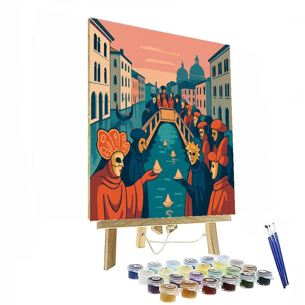 Festival Masks Of Italy At The Floating Paper Bridge paint by numbers