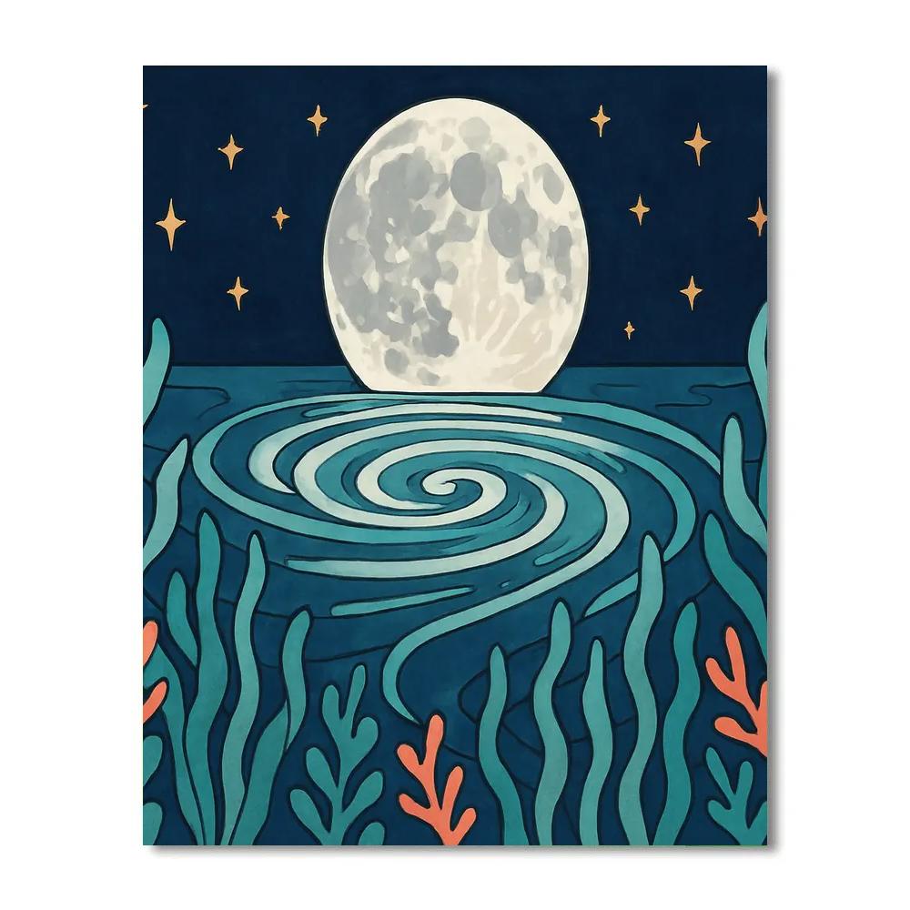 Tidal Garden Under The Moon paint by numbers