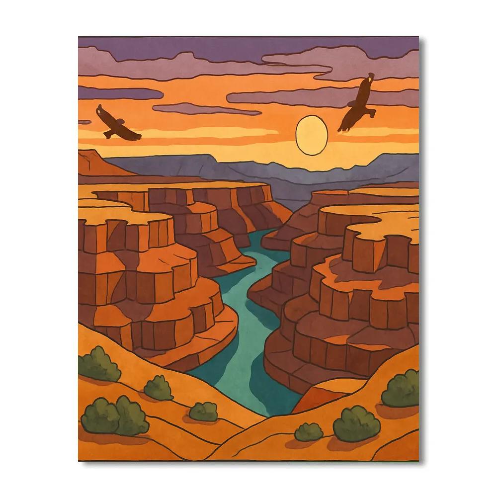 Clockwork Canyon Landscape Mirage Paint by numbers art