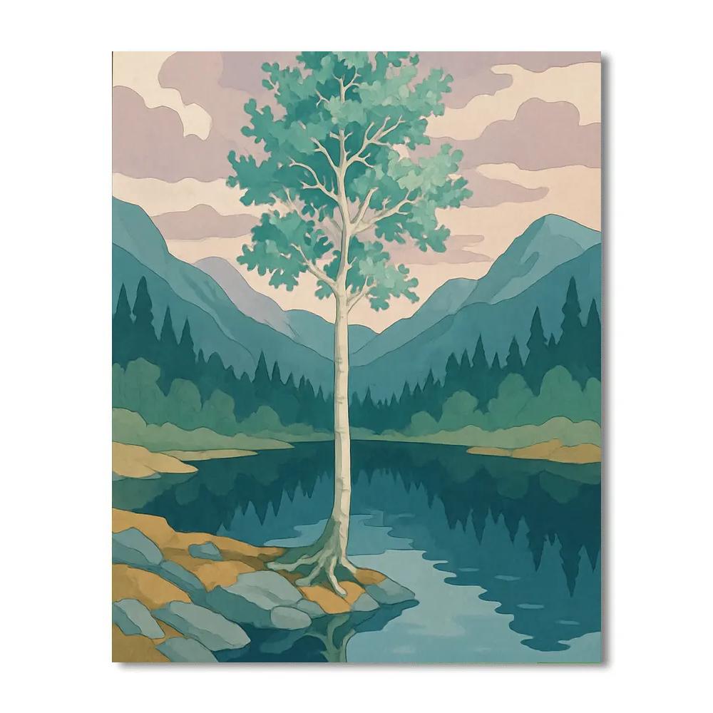 Cloud Mirror Tree Grove Numbered painting kits