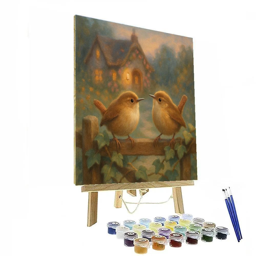 Lantern Light Wrens At The Cottage Gate Paint by numbers art