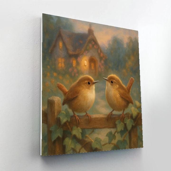 Lantern Light Wrens At The Cottage Gate Paint by numbers art