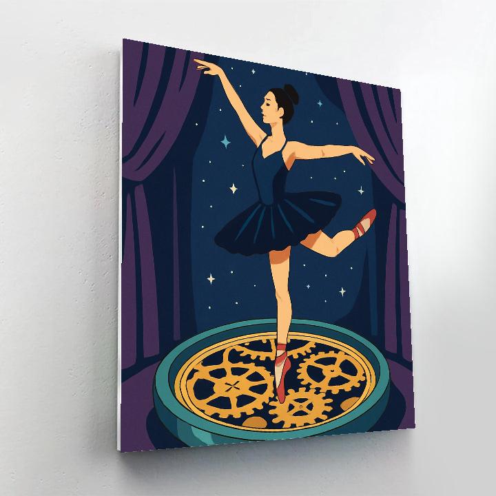 Moonlit Clockwork Ballet Tableau Number painting