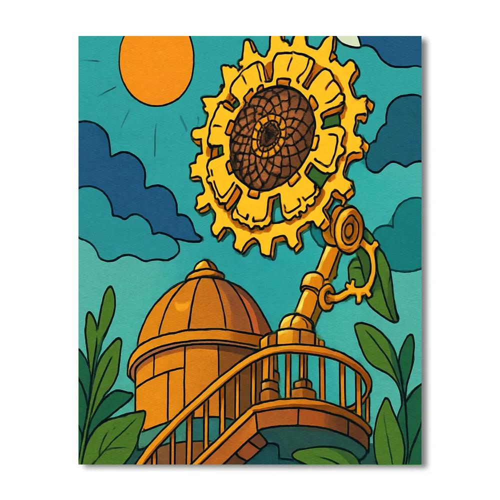 Clockwork Observatory Sunflower Numbered painting kits